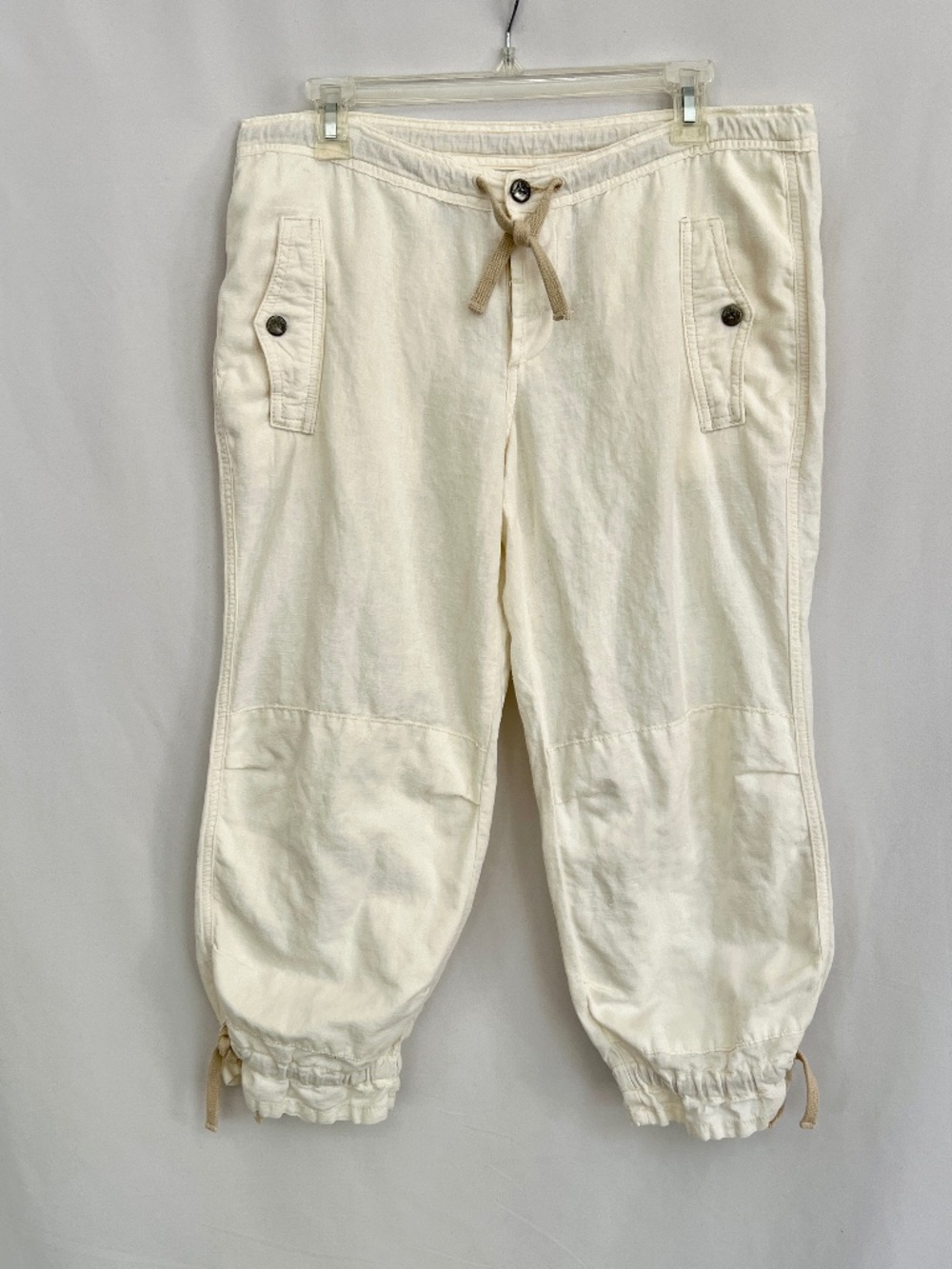 Joie Linen/Cotton Tie Waist Capri Pant Ivory Size 31